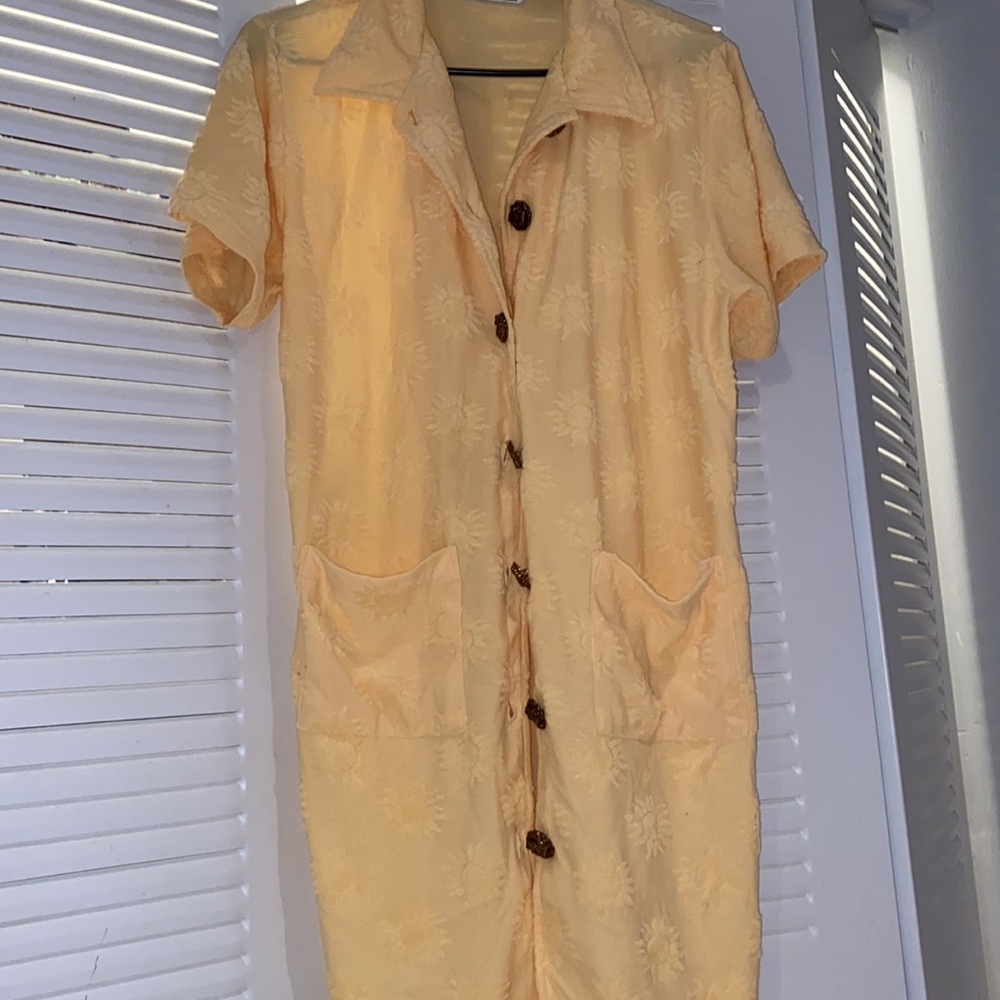 VINTAGE AW SPORT BY ALYSON WHITMORE YELLOW TERRYCLOTH BUTTON DOWN DRESS